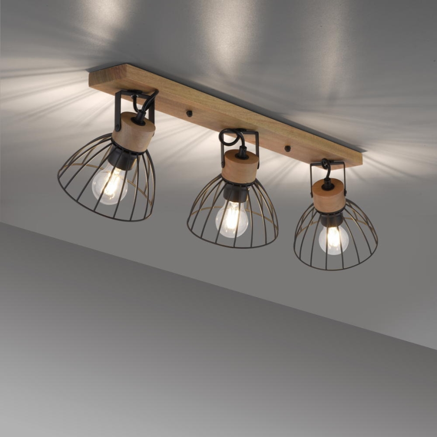 Leuchten Direkt 11418-18 - Spotlight LAMI 3xE27/25W/230V acacia/metal