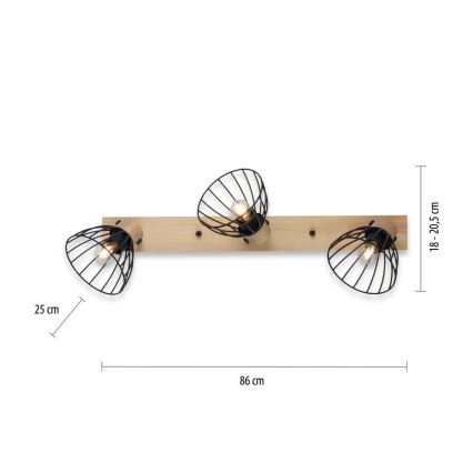 Leuchten Direkt 11418-18 - Spotlight LAMI 3xE27/25W/230V acacia/metal