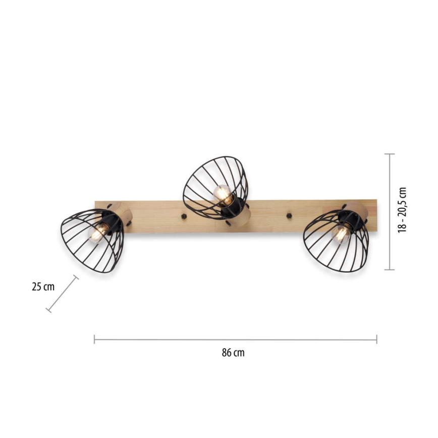 Leuchten Direkt 11418-18 - Spotlight LAMI 3xE27/25W/230V acacia/metal