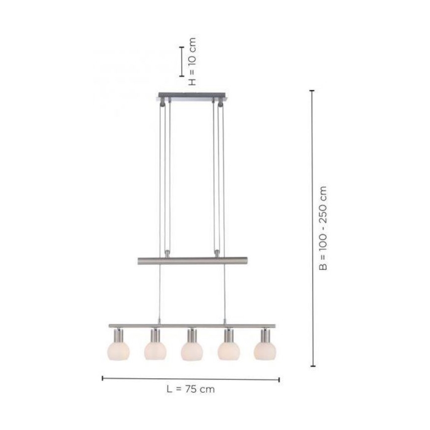 Leuchten Direkt 11939-55 - Chandelier on a string BENEDIKT 5xE14/40W/230V