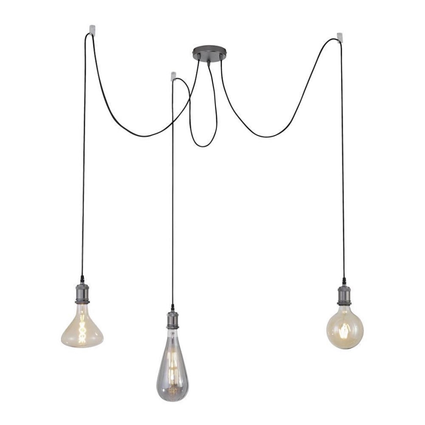 Leuchten Direkt 13571-18 - Chandelier on a string DIY 3xE27/60W/230V black