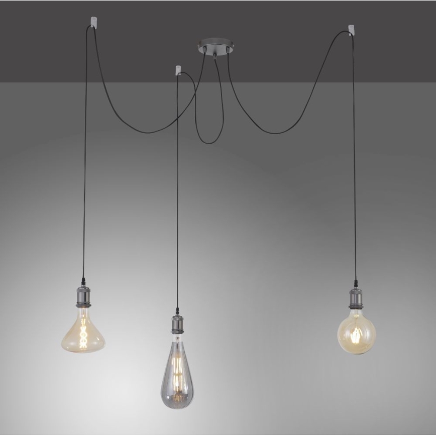 Leuchten Direkt 13571-18 - Chandelier on a string DIY 3xE27/60W/230V spider black