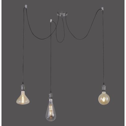 Leuchten Direkt 13571-18 - Chandelier on a string DIY 3xE27/60W/230V spider black