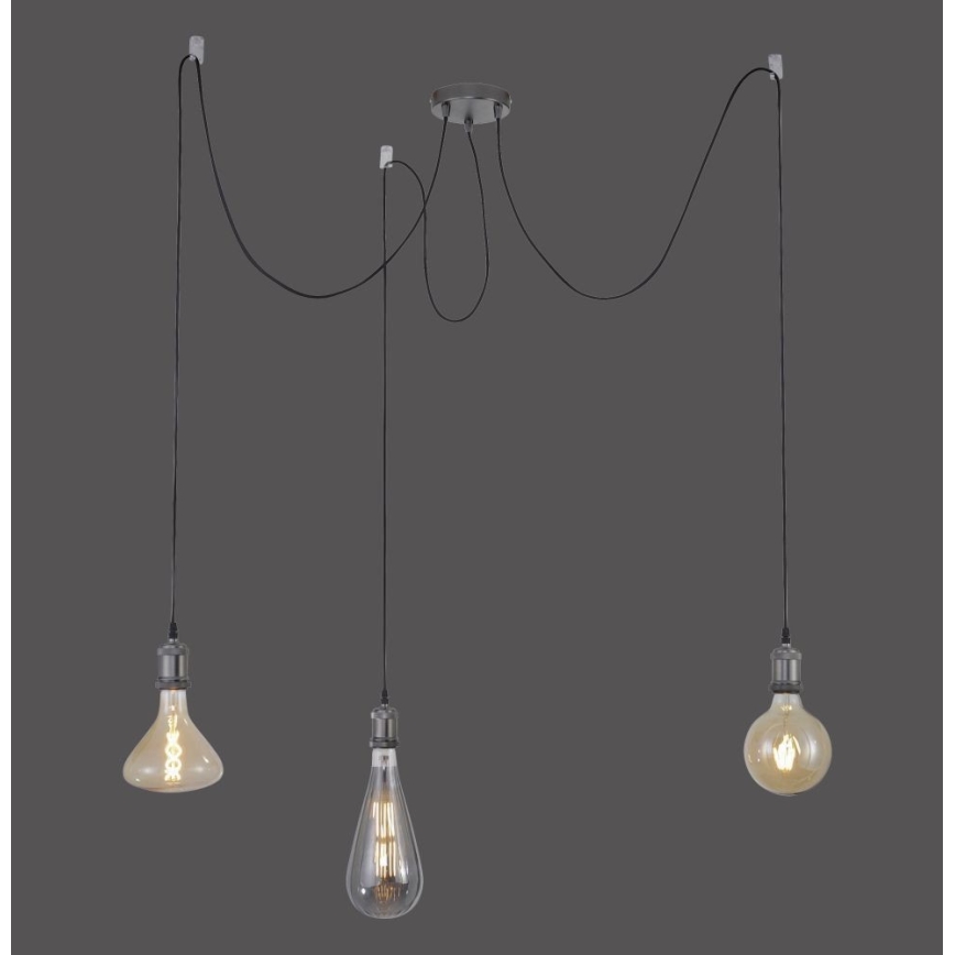 Leuchten Direkt 13571-18 - Chandelier on a string DIY 3xE27/60W/230V spider black