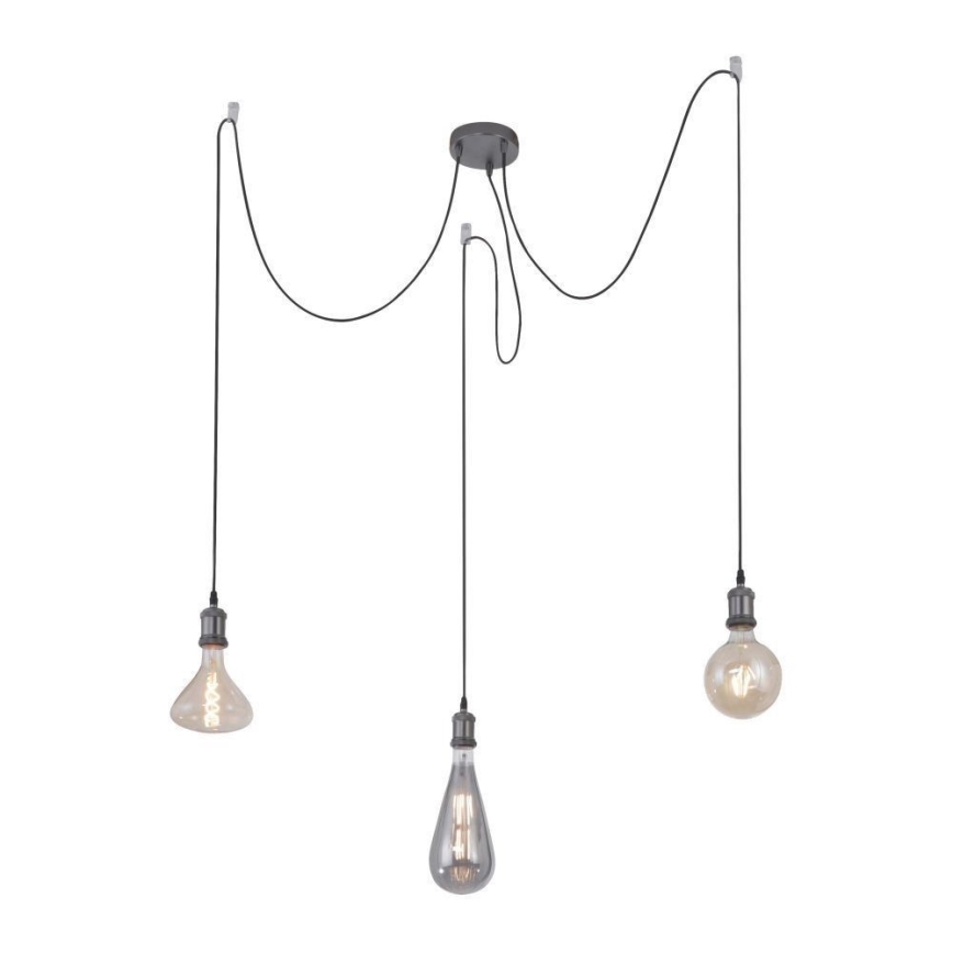 Leuchten Direkt 13571-18 - Chandelier on a string DIY 3xE27/60W/230V spider black