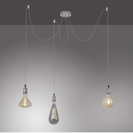 Leuchten Direkt 13571-55 - Chandelier on a string DIY 3xE27/60W/230V spider matte chrome