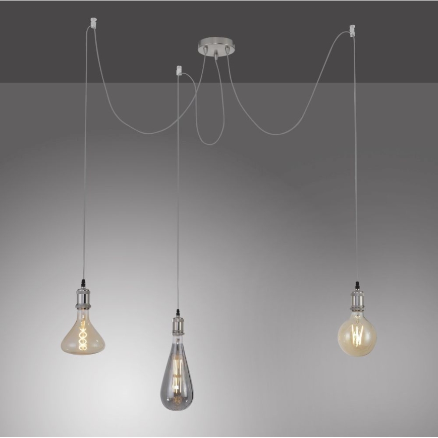 Leuchten Direkt 13571-55 - Chandelier on a string DIY 3xE27/60W/230V spider matte chrome