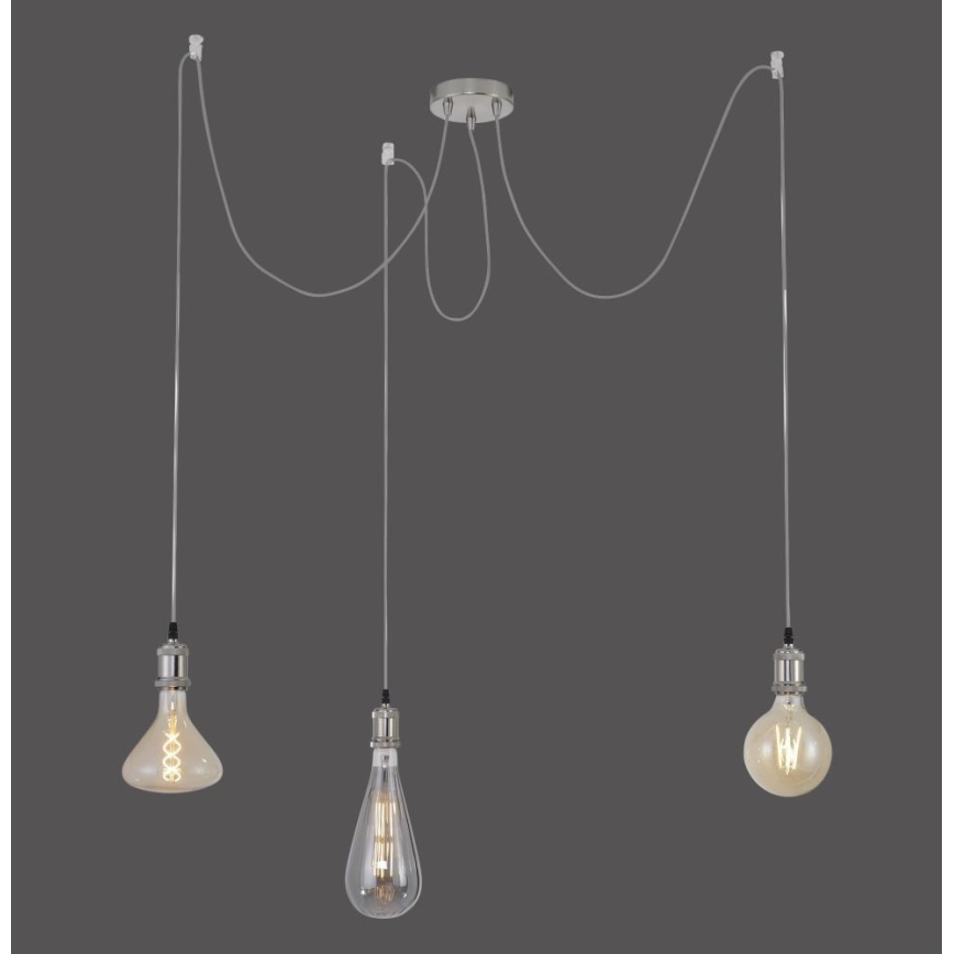 Leuchten Direkt 13571-55 - Chandelier on a string DIY 3xE27/60W/230V spider matte chrome