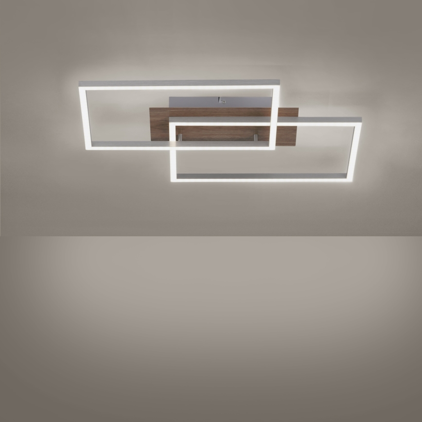 Leuchten Direkt 14018-78 - LED Dimmable ceiling light IVEN 2xLED/15W/230V oak + remote control