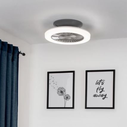 Leuchten Direkt 14645-55 - LED Light with a fan LEONARD LED/27W/230V