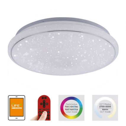 Leuchten Direkt 14743-16 - LED RGB Dimmable ceiling light JUPI LED/28W/230V Tuya 2700-5000K + remote control