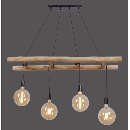 Leuchten Direkt 15025-18 - Chandelier on a string EDGAR 4xE27/60W/230V eucalyptus