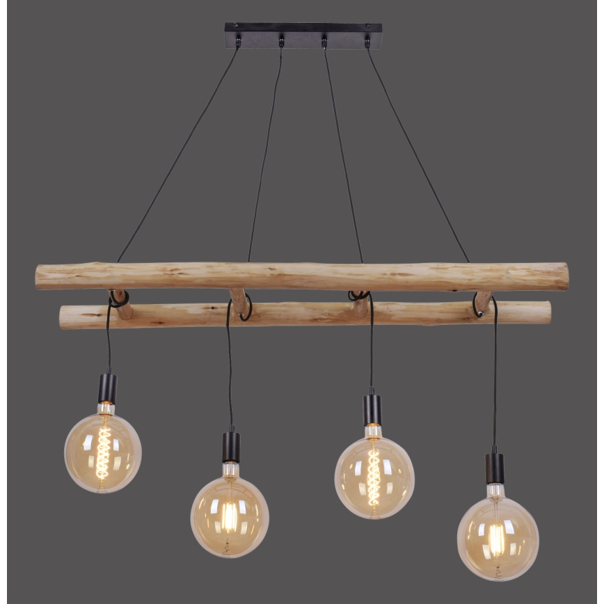 Leuchten Direkt 15025-18 - Chandelier on a string EDGAR 4xE27/60W/230V eucalyptus
