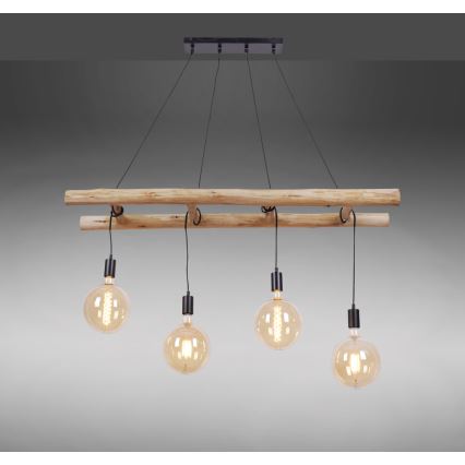Leuchten Direkt 15025-18 - Chandelier on a string EDGAR 4xE27/60W/230V eucalyptus