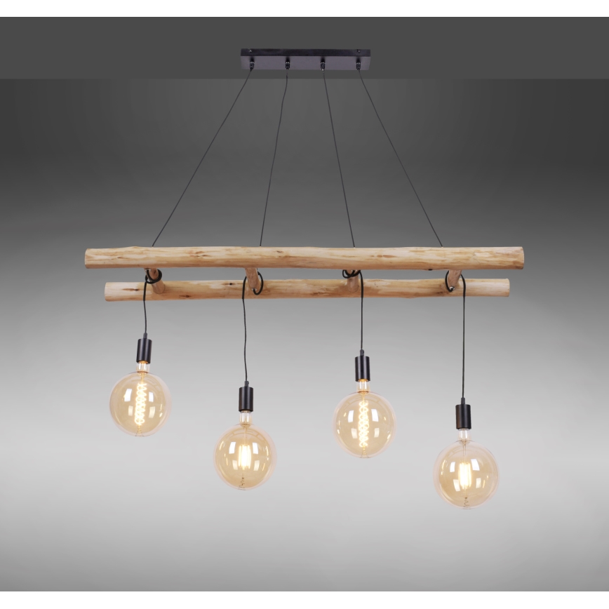 Leuchten Direkt 15025-18 - Chandelier on a string EDGAR 4xE27/60W/230V eucalyptus