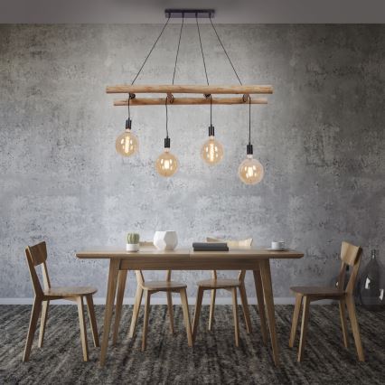 Leuchten Direkt 15025-18 - Chandelier on a string EDGAR 4xE27/60W/230V eucalyptus