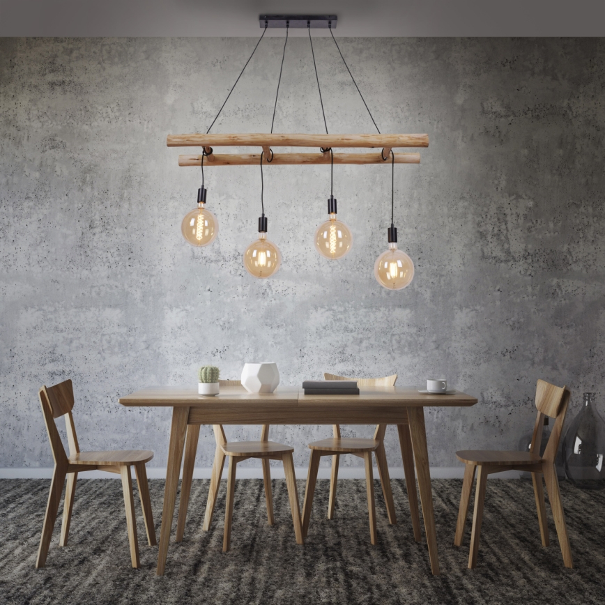 Leuchten Direkt 15025-18 - Chandelier on a string EDGAR 4xE27/60W/230V eucalyptus