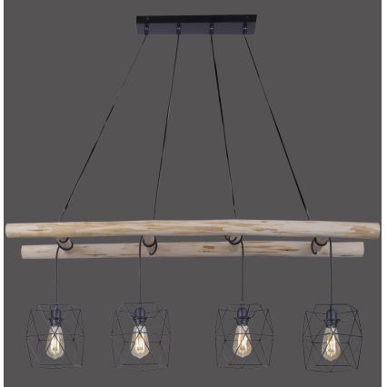 Leuchten Direkt 15036-18 - Chandelier on a string EDGAR 4xE27/60W/230V eucalyptus