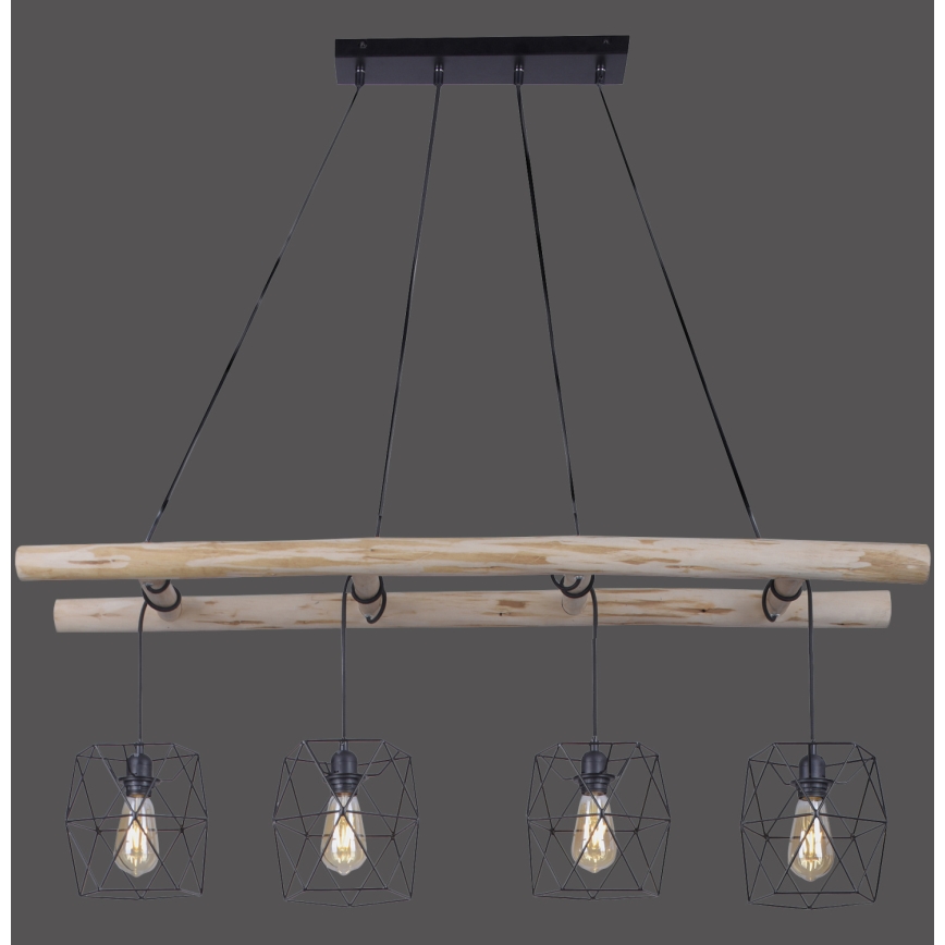 Leuchten Direkt 15036-18 - Chandelier on a string EDGAR 4xE27/60W/230V eucalyptus