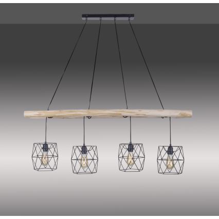 Leuchten Direkt 15036-18 - Chandelier on a string EDGAR 4xE27/60W/230V eucalyptus