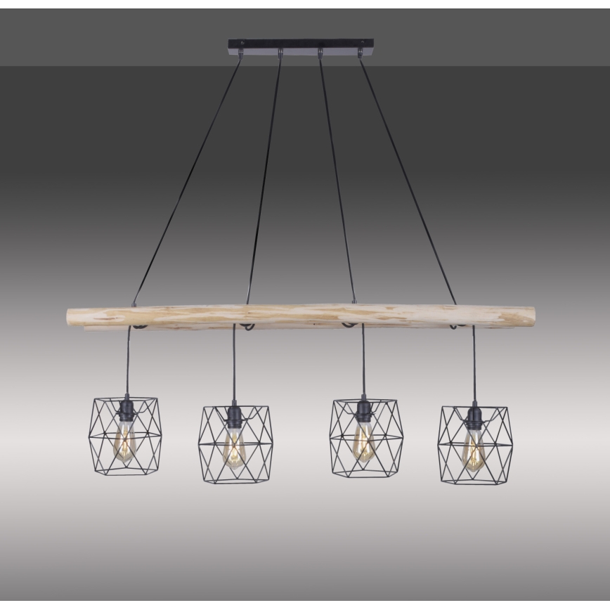 Leuchten Direkt 15036-18 - Chandelier on a string EDGAR 4xE27/60W/230V eucalyptus