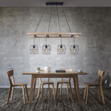 Leuchten Direkt 15036-18 - Chandelier on a string EDGAR 4xE27/60W/230V eucalyptus