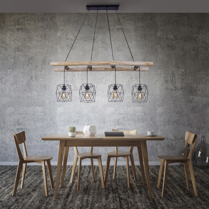 Leuchten Direkt 15036-18 - Chandelier on a string EDGAR 4xE27/60W/230V eucalyptus