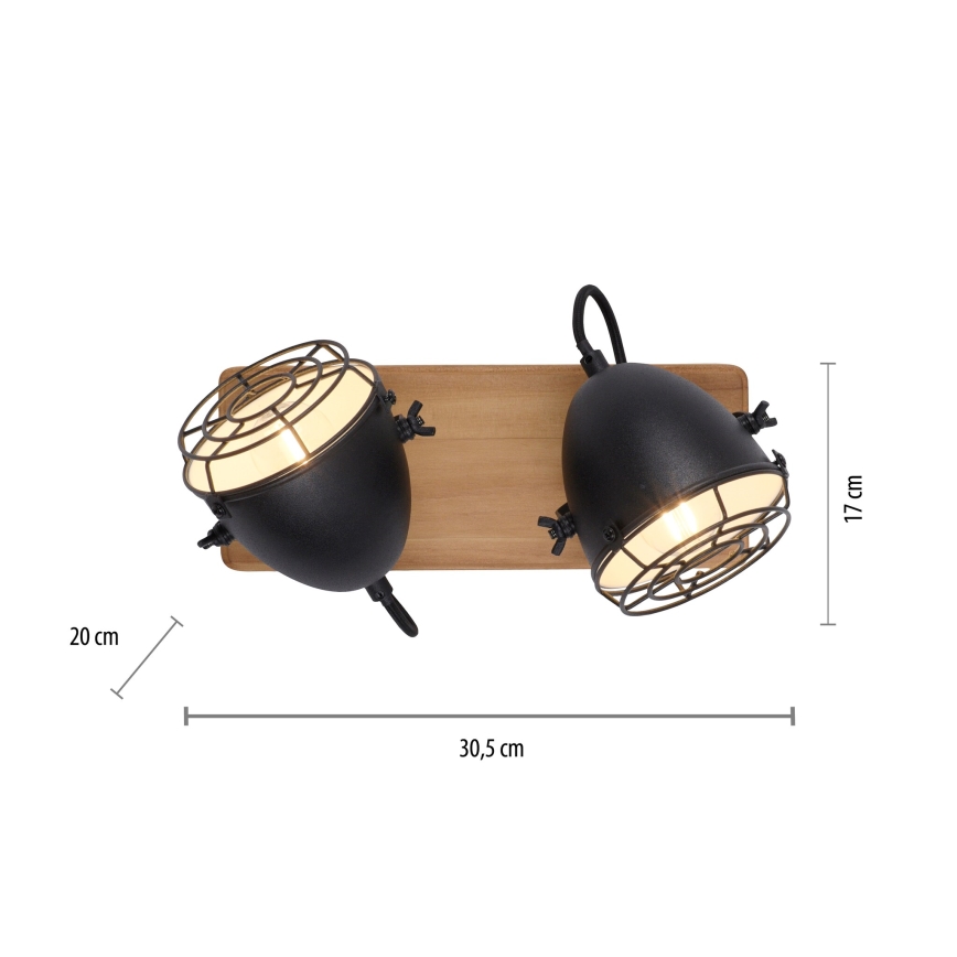 Leuchten Direkt 15172-18 - Spotlight BEETLE 2xE14/10W/230V pine