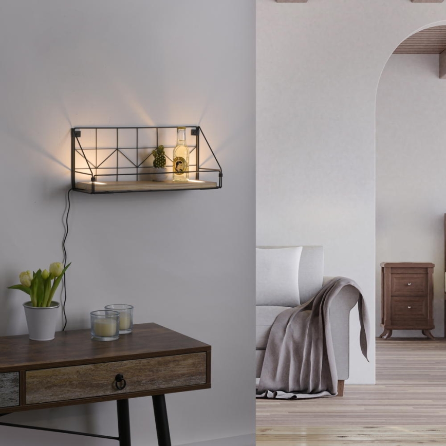 Leuchten Direkt 15277-18 - Shelf with LED lighting BOARD 2xLED/1,75W/230V 45 cm eucalyptus