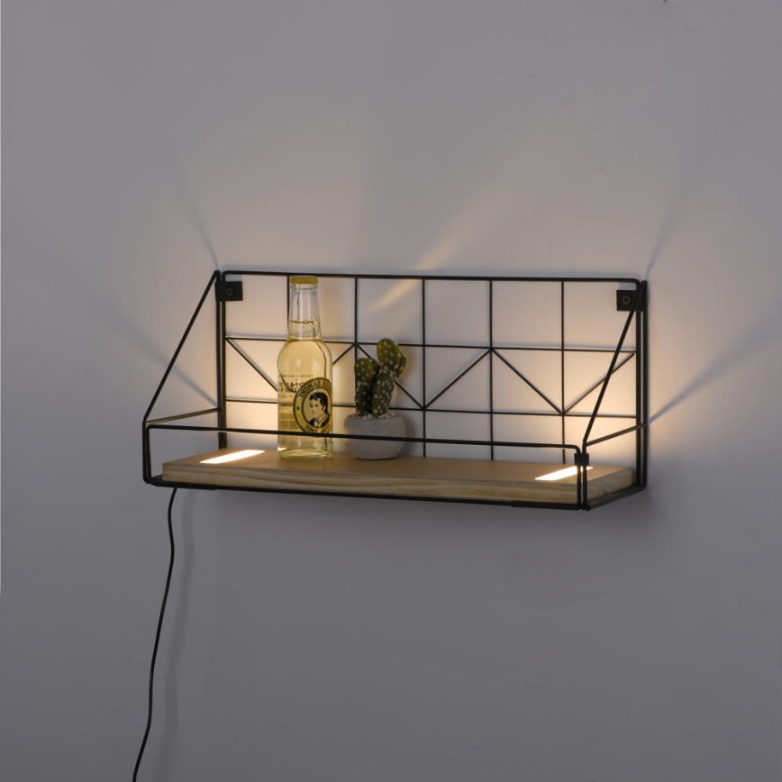 Leuchten Direkt 15277-18 - Shelf with LED lighting BOARD 2xLED/1,75W/230V 45 cm eucalyptus