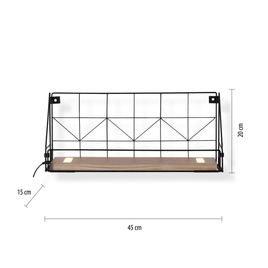 Leuchten Direkt 15277-18 - Shelf with LED lighting BOARD 2xLED/1,75W/230V 45 cm eucalyptus