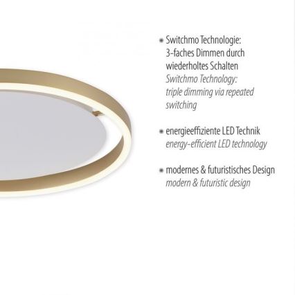 Leuchten Direkt 15391-60 - LED Dimmable ceiling light RITUS LED/20W/230V brass