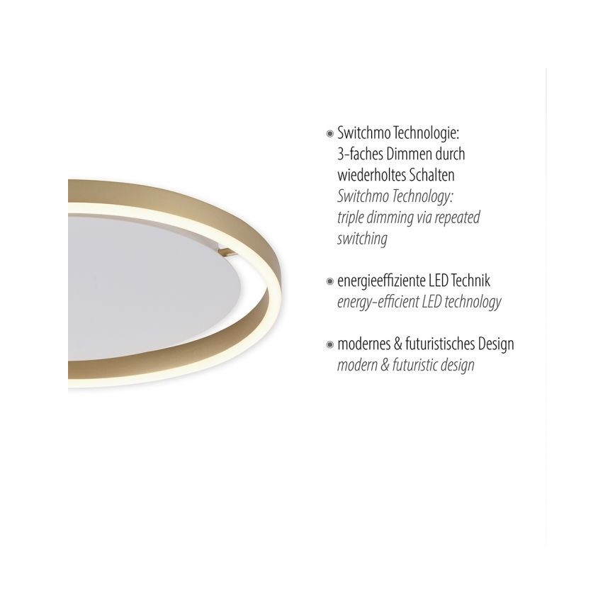 Leuchten Direkt 15391-60 - LED Dimmable ceiling light RITUS LED/20W/230V brass