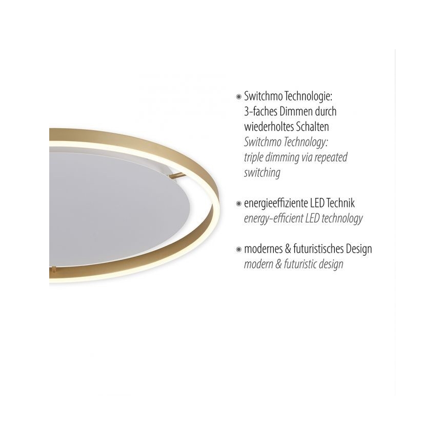 Leuchten Direkt 15392-60 - LED Dimmable ceiling light RITUS LED/30W/230V brass