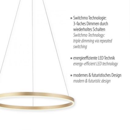 Leuchten Direkt 15394-60 - LED Dimmable chandelier on a string RITUS LED/30W/230V brass
