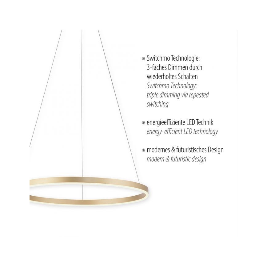 Leuchten Direkt 15394-60 - LED Dimmable chandelier on a string RITUS LED/30W/230V brass