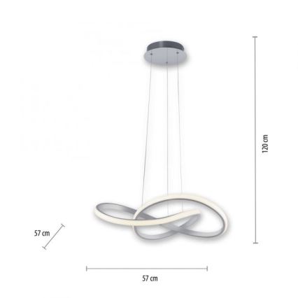 Leuchten Direkt 15402-95 - LED Dimmable chandelier on a string MARIA LED/25W/230V matte chrome