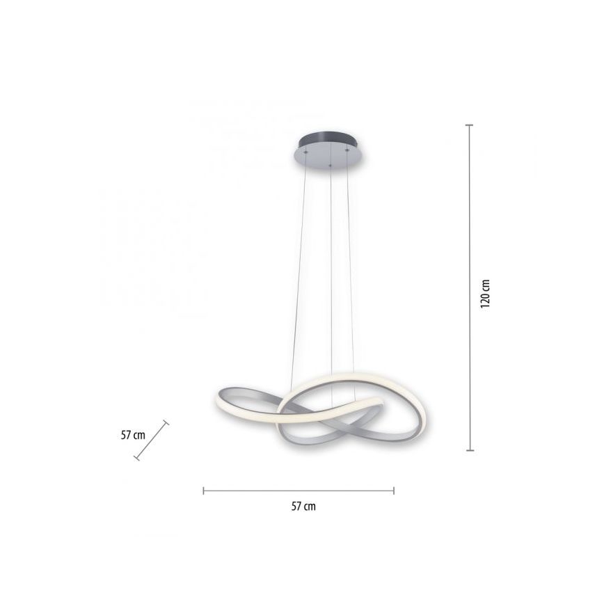 Leuchten Direkt 15402-95 - LED Dimmable chandelier on a string MARIA LED/25W/230V matte chrome