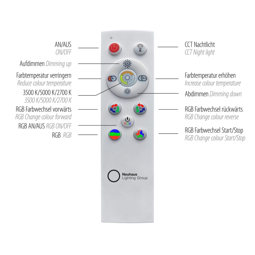 Leuchten Direkt 15411-21- LED RGB Dimmable ceiling light CYBA LED/26W/230V + remote control