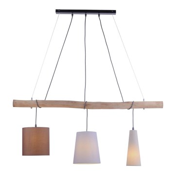 Leuchten Direkt 15460-23 - Chandelier on a string DAMIAN 3xE27/60W/230V eucalyptus