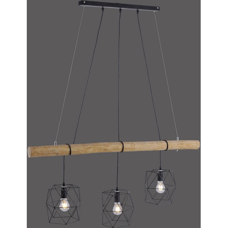 Leuchten Direkt 15503-18 - Chandelier on a string EDGAR 3xE27/60W/230V eucalyptus