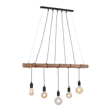 Leuchten Direkt 15515-18 - Chandelier on a string DAMIAN 5xE27/60W/230V eucalyptus