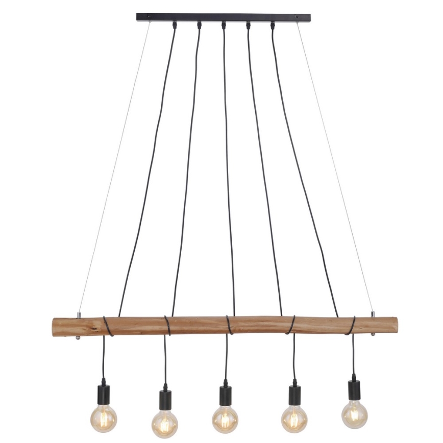 Leuchten Direkt 15515-18 - Chandelier on a string DAMIAN 5xE27/60W/230V eucalyptus