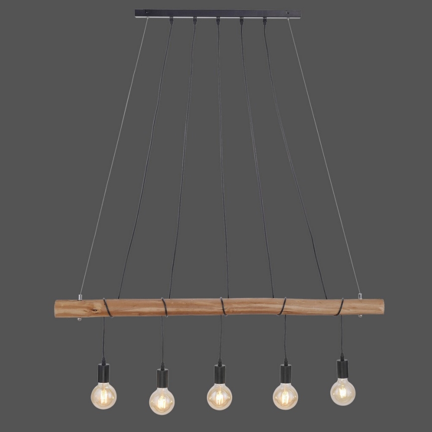 Leuchten Direkt 15515-18 - Chandelier on a string DAMIAN 5xE27/60W/230V eucalyptus