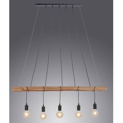 Leuchten Direkt 15515-18 - Chandelier on a string DAMIAN 5xE27/60W/230V eucalyptus