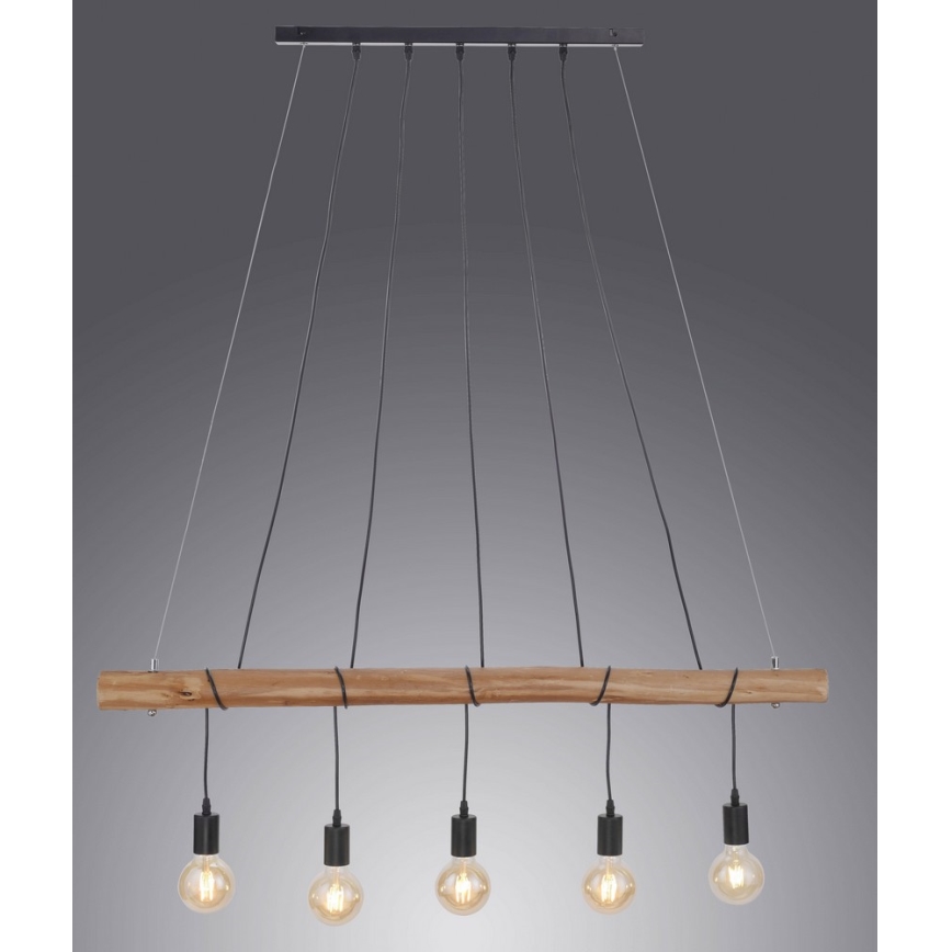 Leuchten Direkt 15515-18 - Chandelier on a string DAMIAN 5xE27/60W/230V eucalyptus