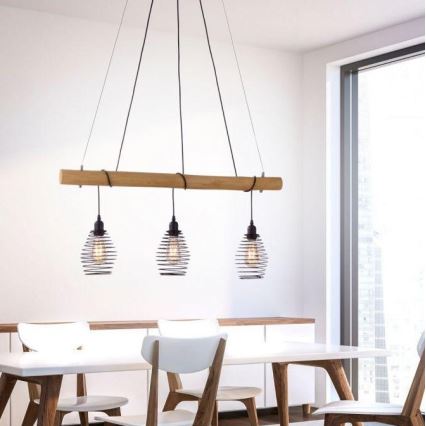 Leuchten Direkt 15526-79 - Chandelier on a string SPRING 3xE27/40W/230V eucalyptus
