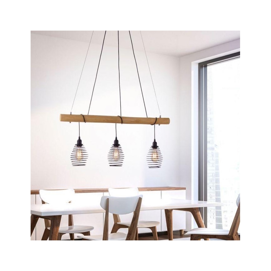 Leuchten Direkt 15526-79 - Chandelier on a string SPRING 3xE27/40W/230V eucalyptus