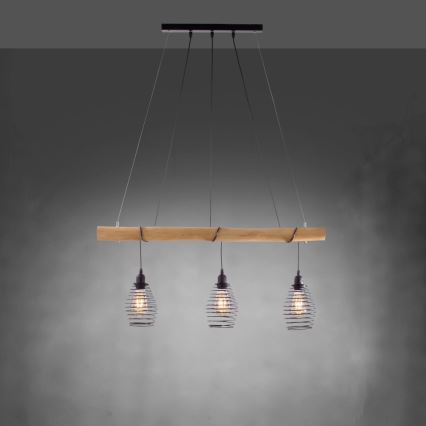 Leuchten Direkt 15526-79 - Chandelier on a string SPRING 3xE27/40W/230V eucalyptus