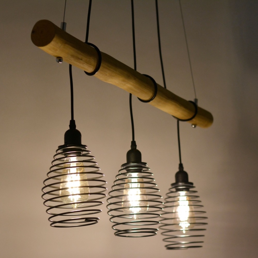 Leuchten Direkt 15526-79 - Chandelier on a string SPRING 3xE27/40W/230V eucalyptus